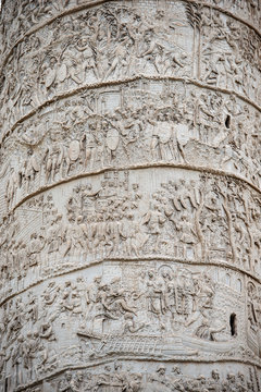 Roman Trajan Column - Triumphal monument in Rome Italy