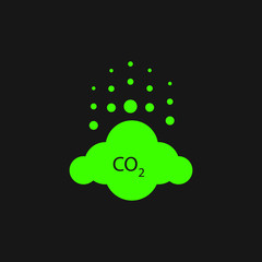 Obraz premium Co2 emissions icon. Carbon dioxide. New trendy graphic design for web, app, logo, ui. Vector illustration.