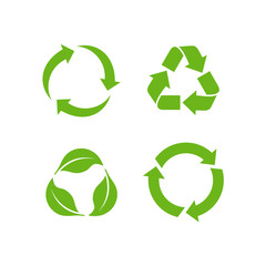 Recycle icon vector on white background. Recycle Recycling set symbol vector