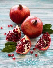 Ripe pomegranate fruits