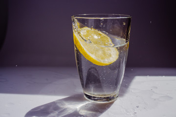 glass of water with lemon