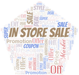 In Store Sale Word Cloud. Wordcloud Made With Text.