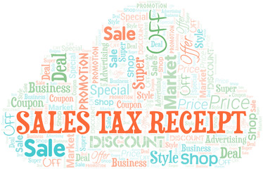 Sales Tax Receipt Word Cloud. Wordcloud Made With Text.