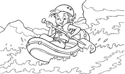 Vector illustration of a rafting