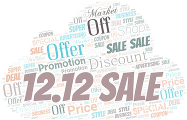 Fototapeta premium 12.12 Sale Word Cloud. Wordcloud Made With Text.