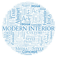 Modern Interior word cloud. Wordcloud made with text only.