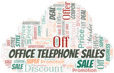 Obraz premium Office Telephone Sales Word Cloud. Wordcloud Made With Text.