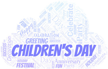 Obraz premium Children's Day Word Cloud. Wordcloud Made With Text.