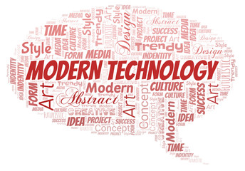 Modern Technology word cloud. Wordcloud made with text only.
