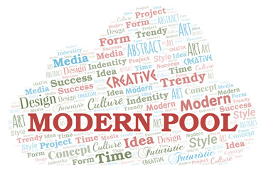 Obraz premium Modern Pool word cloud. Wordcloud made with text only.