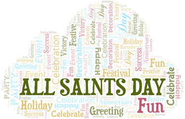 Obraz premium All Saints Day Word Cloud. Wordcloud Made With Text.