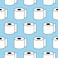 paper towel icon pattern seamless blue background. Editable outline paper towel icon.