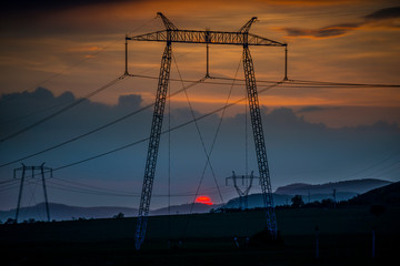 Fototapeta na wymiar Pylons at the sunset