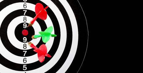 Darts target and darts arrows hit the target