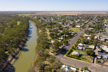 The town of Bourke on the Darling river australia.