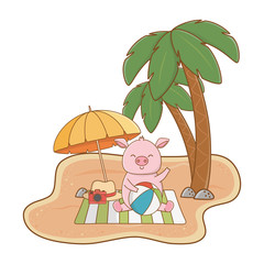 Obraz na płótnie Canvas cute animal enjoying summer time cartoon