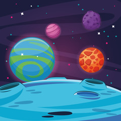 Obraz na płótnie Canvas Milkyway space scenery cartoon