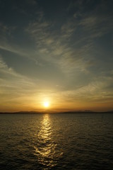 霞ヶ浦と筑波山と夕日