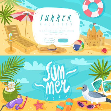 Summer holiday items horizontal banners