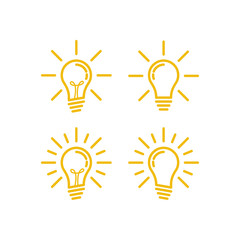 Light bulb set icon vector on white background. Lightbulb solution idea and creativity symbol