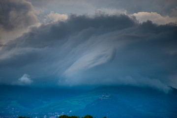 Storm clouds on the Deva citadel, Romania