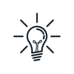 Light bulb icon vector on white background. Lightbulb solution idea and creativity symbol