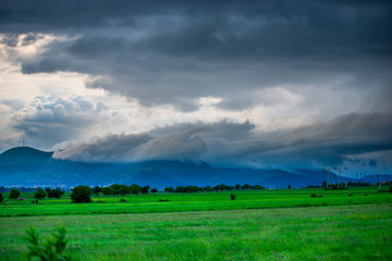 Storm clouds on the Deva citadel, Romania