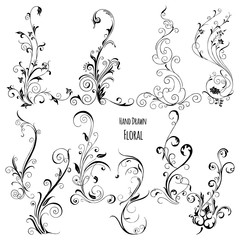 Hand Drawn Floral Vector. Perfect for invitations, greeting cards, quotes, blogs, Wedding Frames, posters