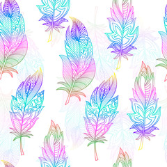 Seamless pattern with abstract feathers. Vector illustration. EPS 10