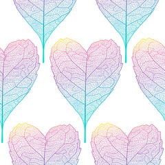 Seamless pattern with  leaves.Heart-shaped leaves.Vector illustration, EPS 10.