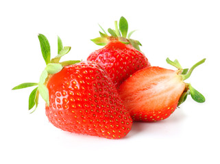 Ripe red strawberry on white background