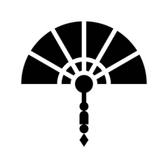 Hand fan vector, Chinese lunar new year line style icon © Aranagraphics