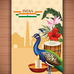 India travel card on wooden background