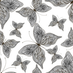Beautiful seamless pattern with abstract butterflies. Vector illustration. EPS 10