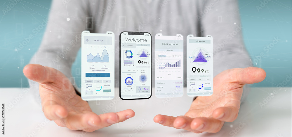 Poster application interface ui on a smartphone - 3d rendering