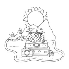 landscape beach on sand in black and white