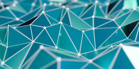 Abstract connection structure with connecting dots and lines - 3d rendering