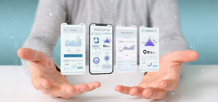 Application interface UI on a smartphone - 3d rendering