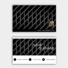 Luxurious business card design. With inspiration from abstract. Black and white color on gray background illustration. 