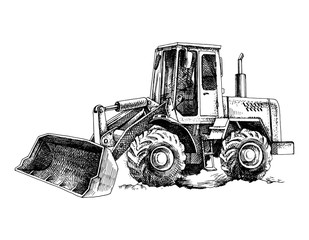 Naklejka premium Hand drawn bulldozer