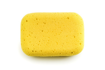 Yellow sponge isolated on the white background