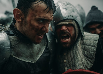 Portrait of furious medieval knights.