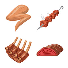 Isolated object of meat and ham icon. Set of meat and cooking stock symbol for web.