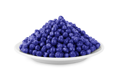 Blueberries in a plate on white background