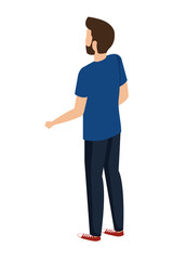 young man with beard back character