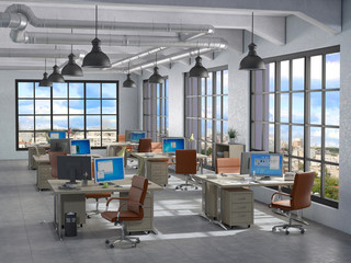 modern office interior 3d illustration