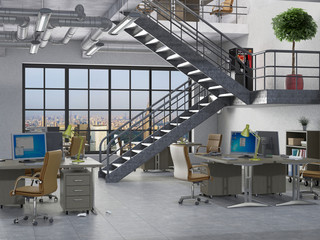 modern office interior 3d illustration