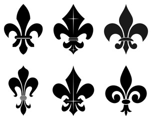 Lilie Blume Symbol in verschiedenen Variationen auf einem isolierten weißen hintergrund © languste15