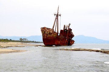 old ship in the sea