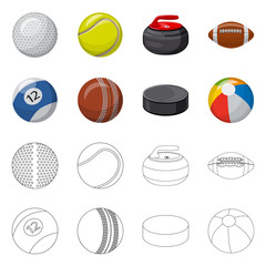 Fototapeta premium Vector illustration of sport and ball symbol. Set of sport and athletic vector icon for stock.